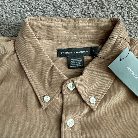 French Connection Corduroy Button Down Shirt Tan Mens Size S - Picture 9 of 13